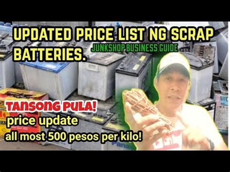 Updated price list ng Scrap Batteries l Tansong pula all most.